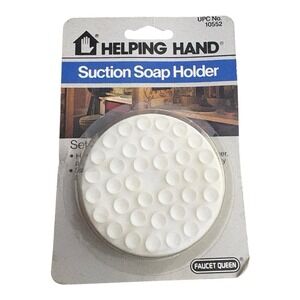 Vintage Helping Hand Suction Soap Bar Holder White Set Of 2 In 1 Package USA
